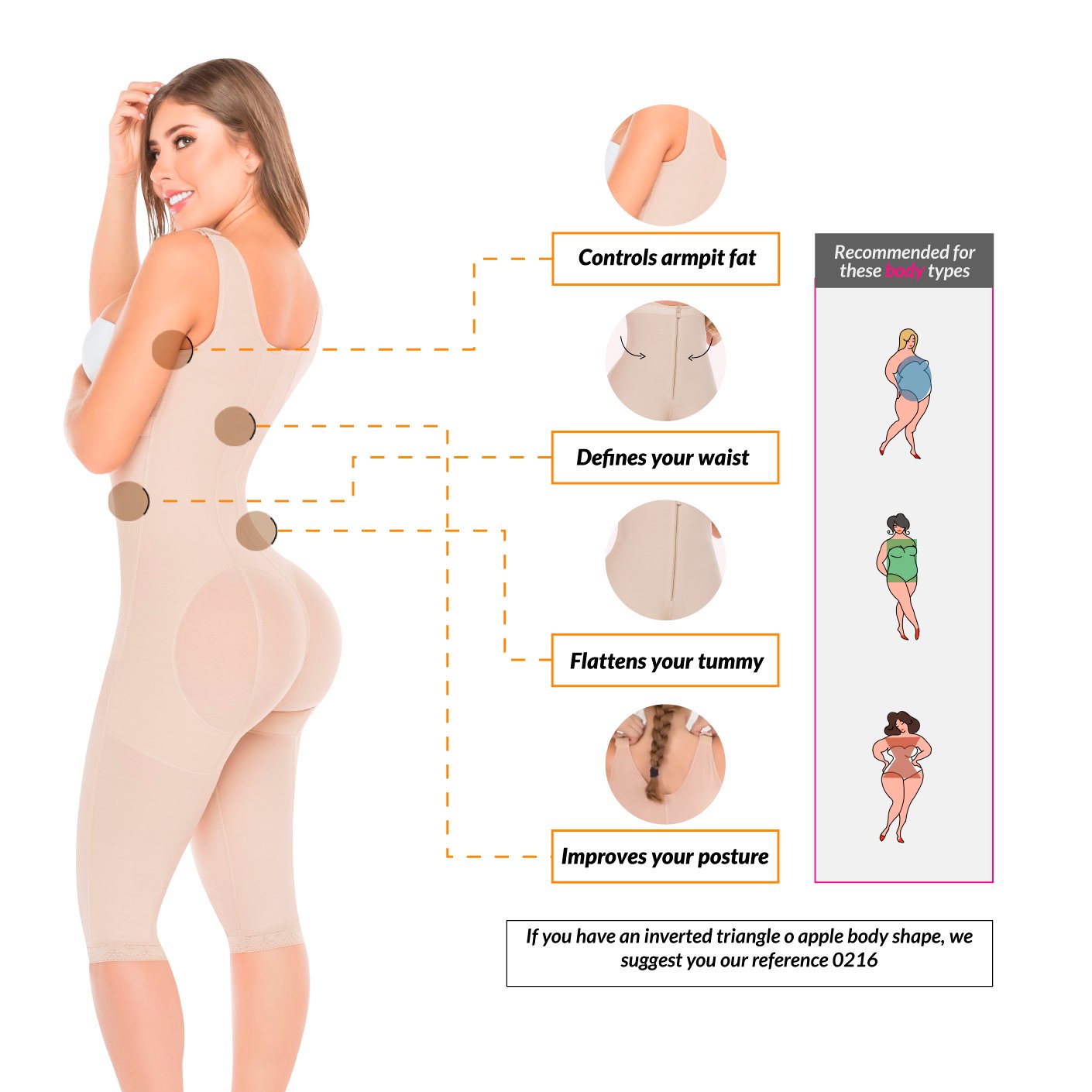 FAJAS SALOME 520 | Open Bust Post Surgery Full Body Shaper for Women | Butt Lifter Knee Length Bodysuit | Powernet - fajacolombian