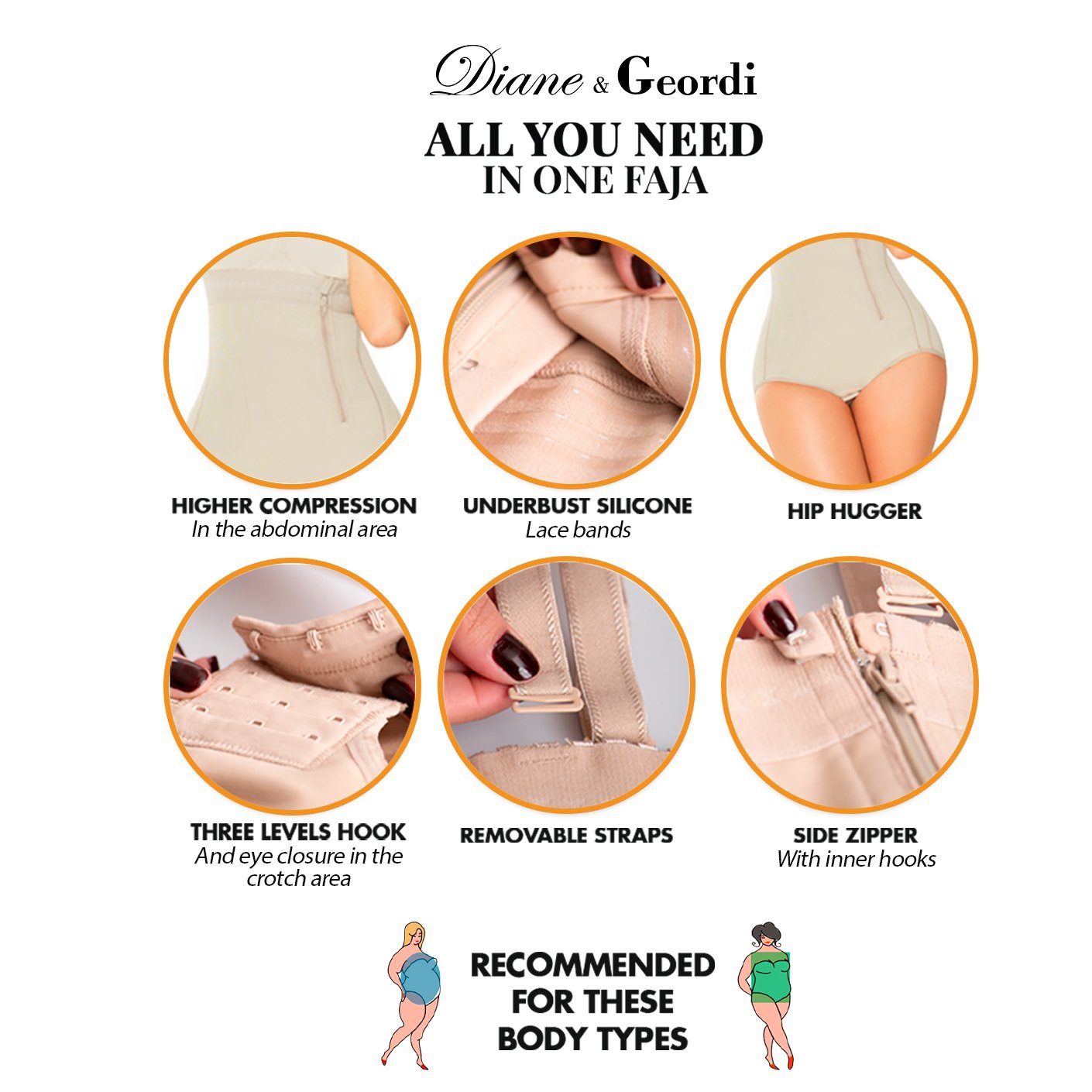 Diane & Geordi 2405 | Firm Tummy Control Seamless Strapless Shapewear Bodysuit for Women - fajacolombian