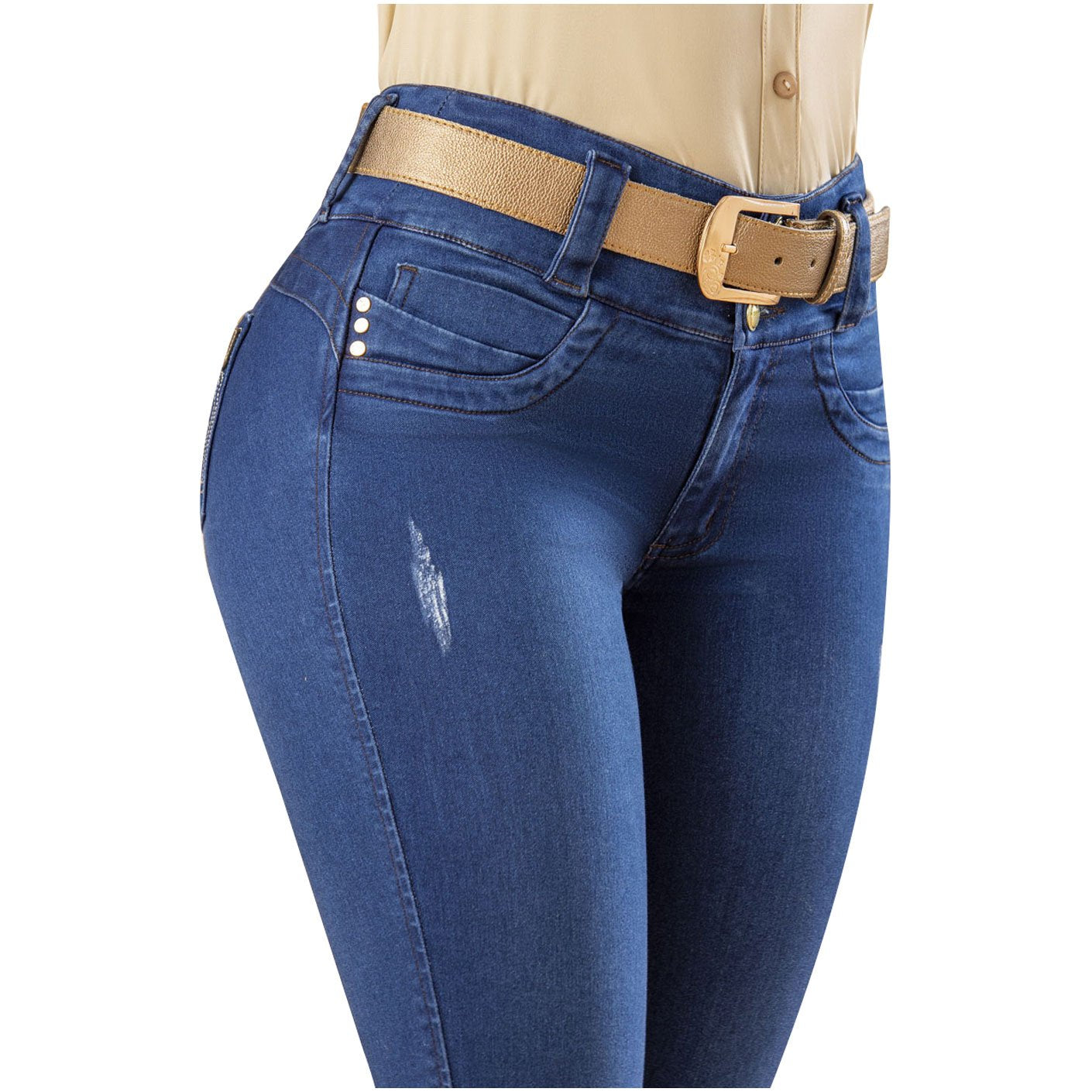 Draxy 1449 | Heavy Butt Lifter & Booster Classic Skinny Tight Looks in Denim Jeans - fajacolombian