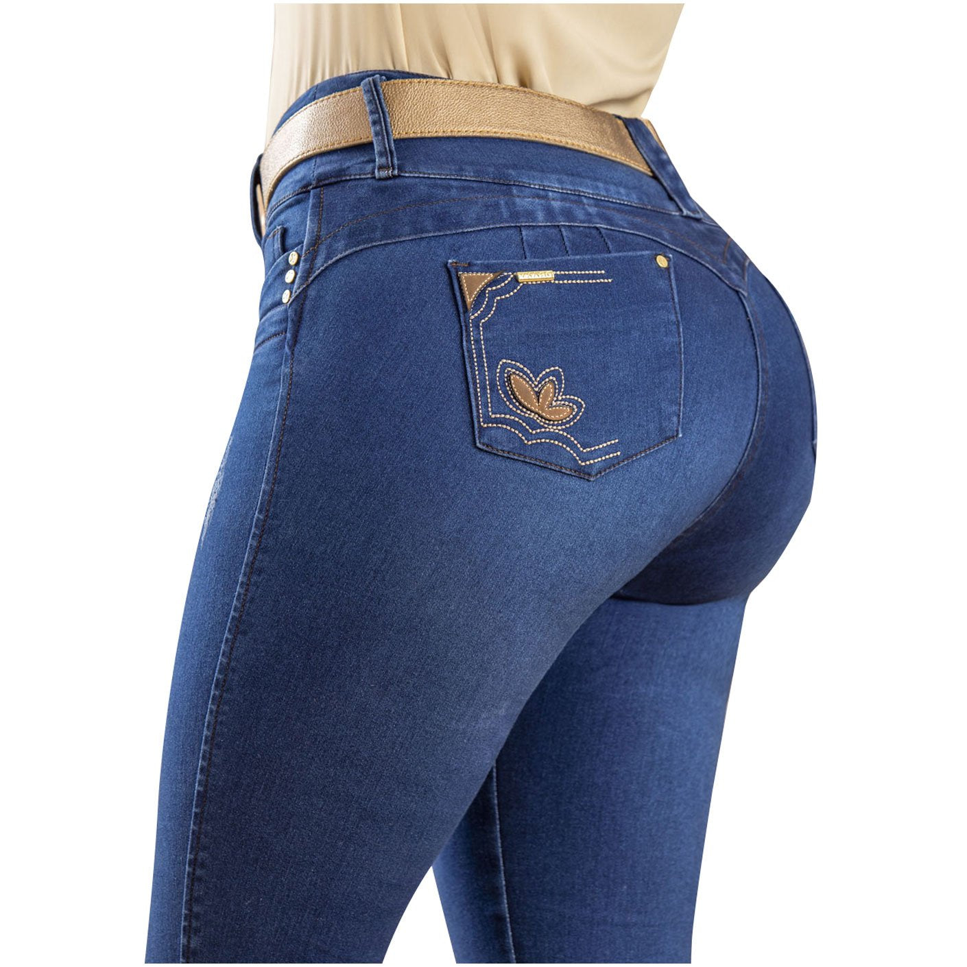 Draxy 1449 | Heavy Butt Lifter & Booster Classic Skinny Tight Looks in Denim Jeans - fajacolombian