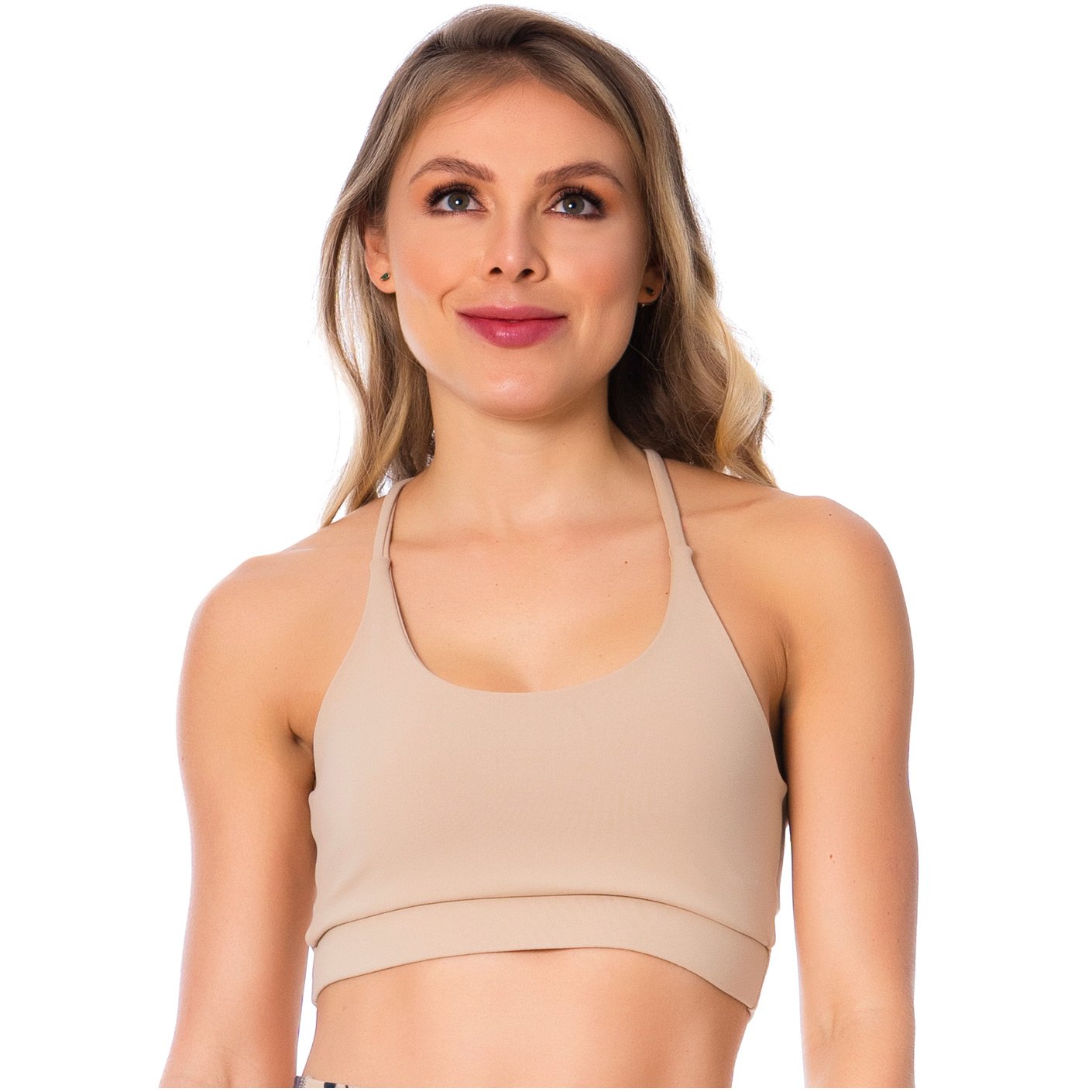 Flexmee 902037 | Nude T-Back Gym Bra for Women | Modern Nude T-Back Sports Bra - fajacolombian