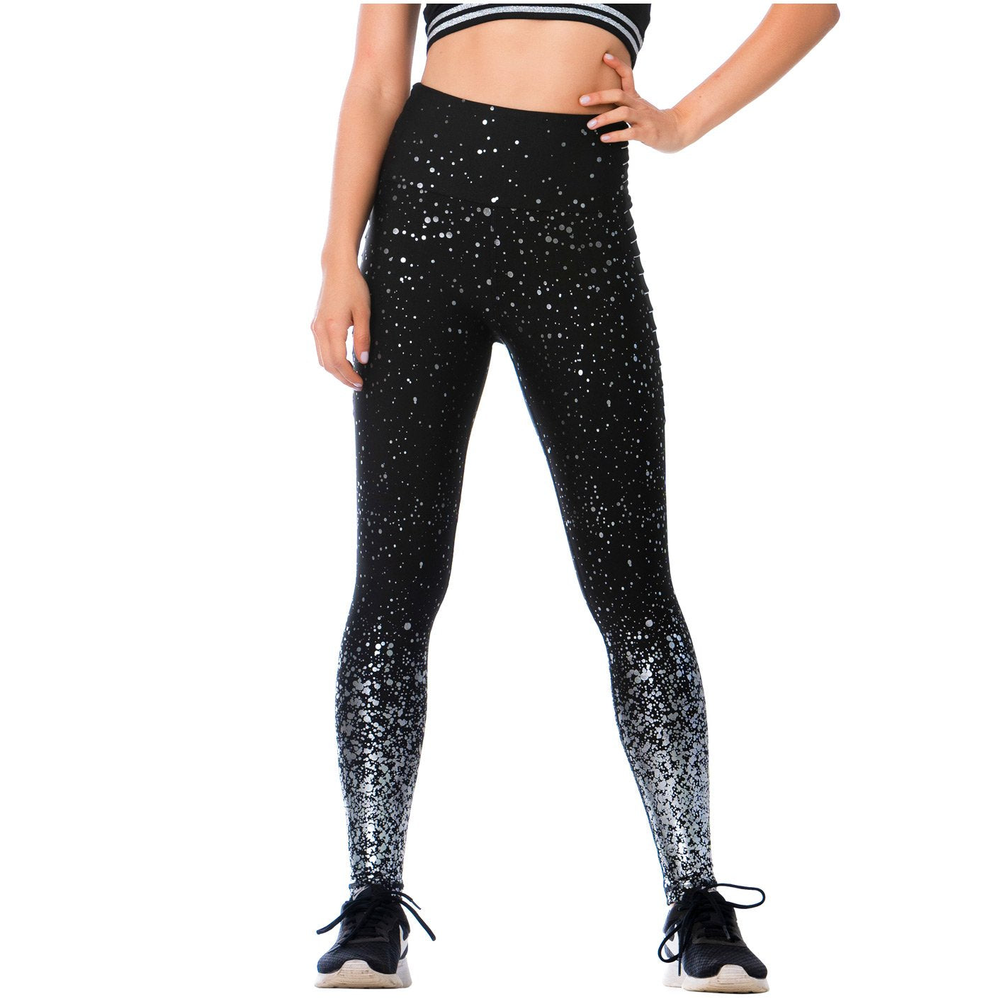 Flexmee 946166 | High-Waisted Shimmer Gym Leggings for Women | High-Waisted Shimmer Sports Leggings for Women’s Tummy Control - fajacolombian