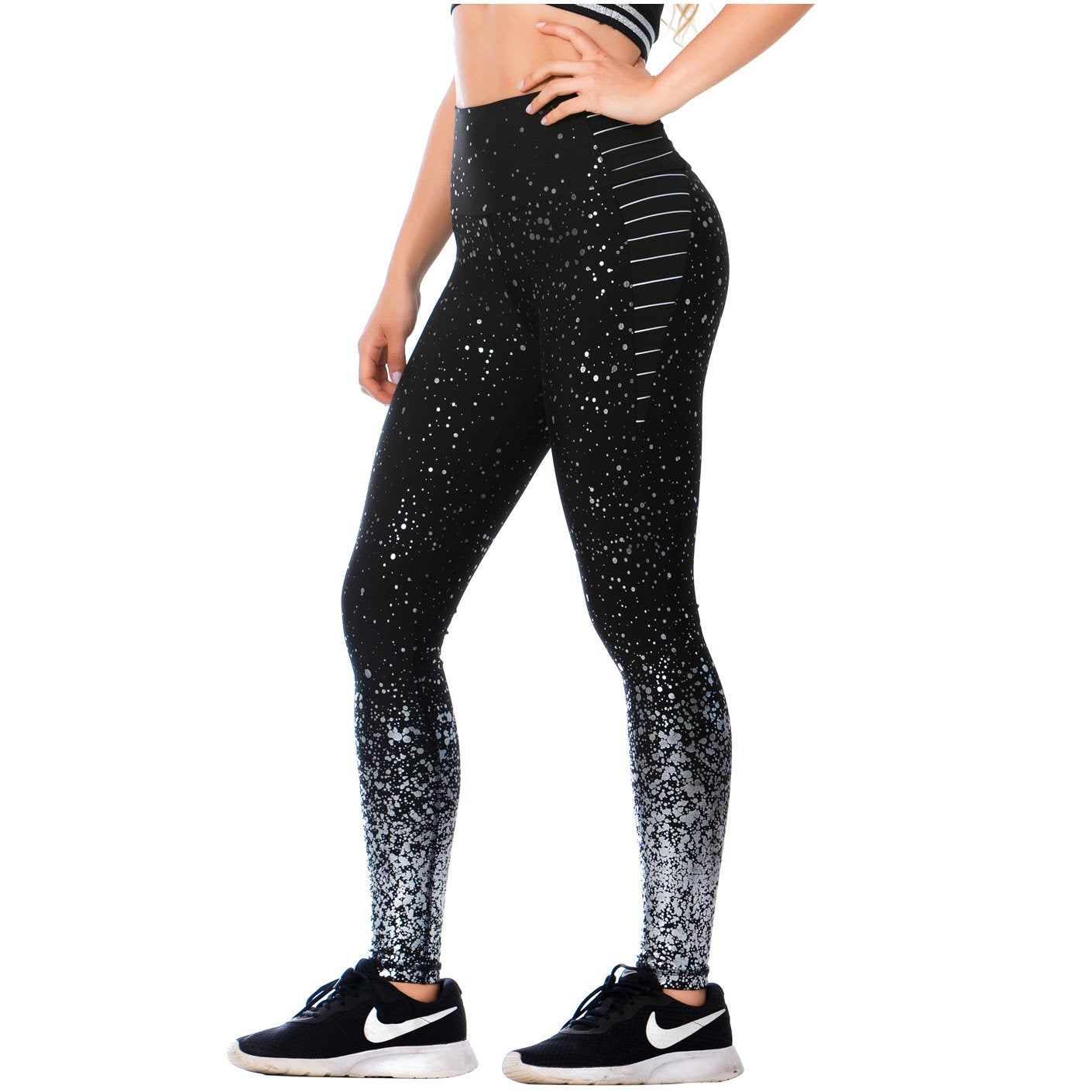 Flexmee 946166 | High-Waisted Shimmer Gym Leggings for Women | High-Waisted Shimmer Sports Leggings for Women’s Tummy Control - fajacolombian