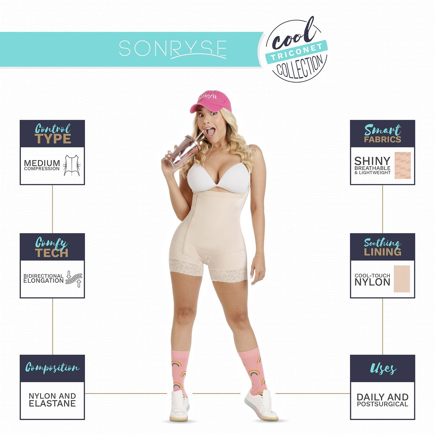 Fajas SONRYSE TR96ZF | Beautiful Butt Lifting Shapewear Girdle for Dresses | Daily Use Women Body Shaper | Shapewear for Women Tummy Control - fajacolombian