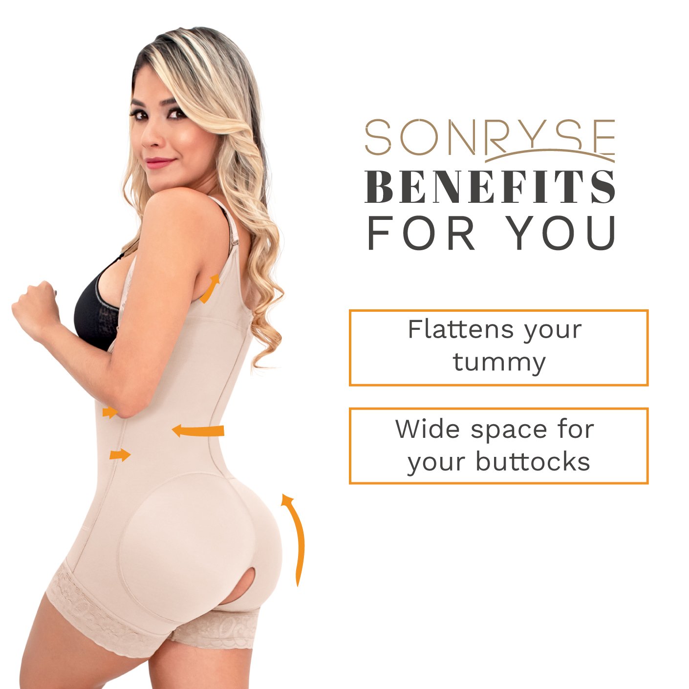 Fajas SONRYSE 046 | Butt Lifter Bodysuit Shapewear | Everyday Use | Postpartum - fajacolombian