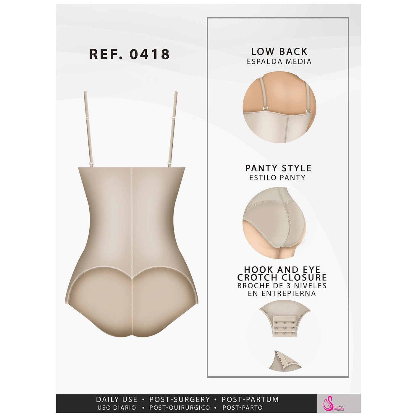 Fajas Salome 0418 | Strapless Butt Lifter Panty Bodysuit | Open-Bust Tummy Control Shapewear for Women | Powernet - Pal Negocio