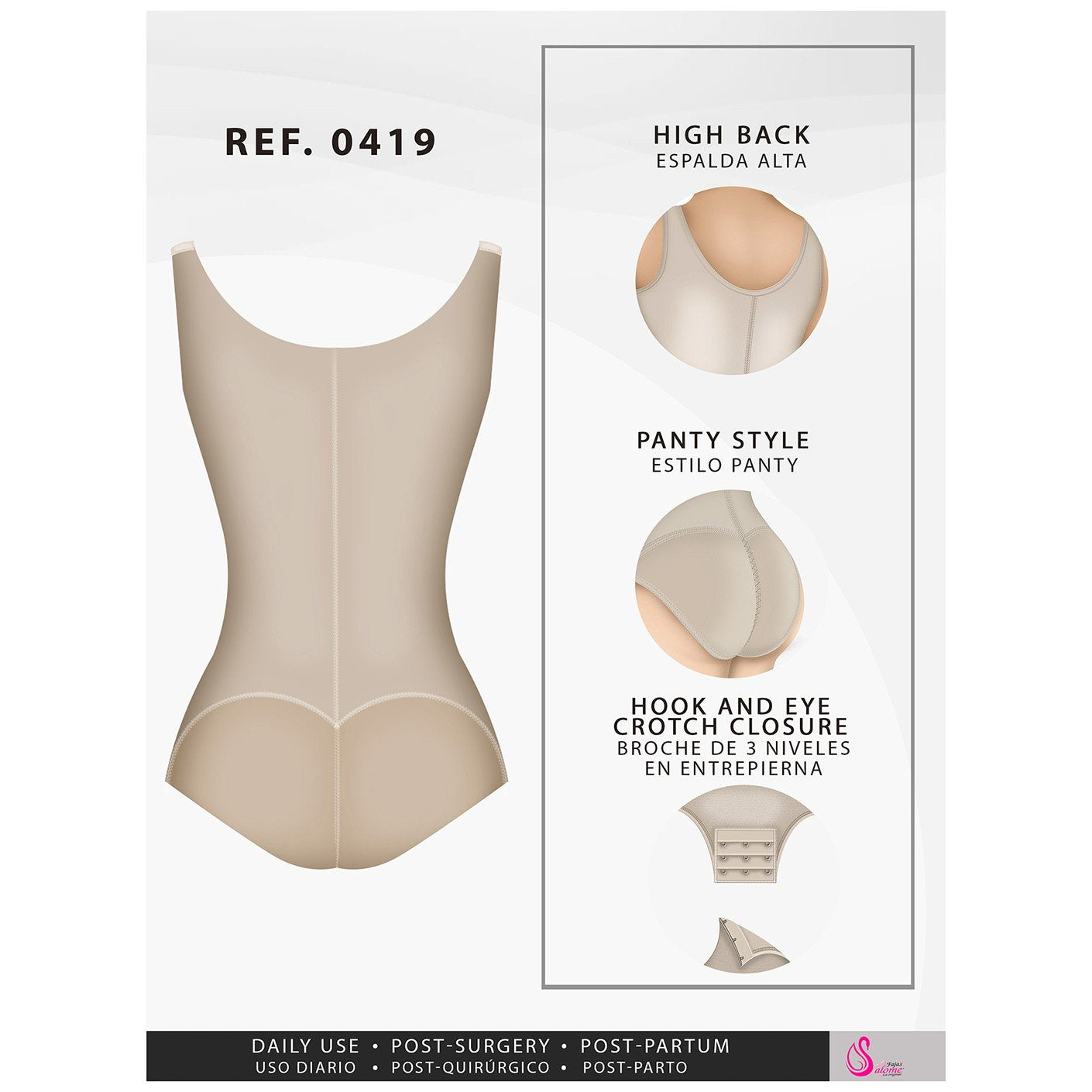 Fajas Salome 0419 | Butt Lifter Hiphugger Mid Thigh Body Shaper | Open Bust Tummy Control Shapewear for Women | Powernet - Pal Negocio