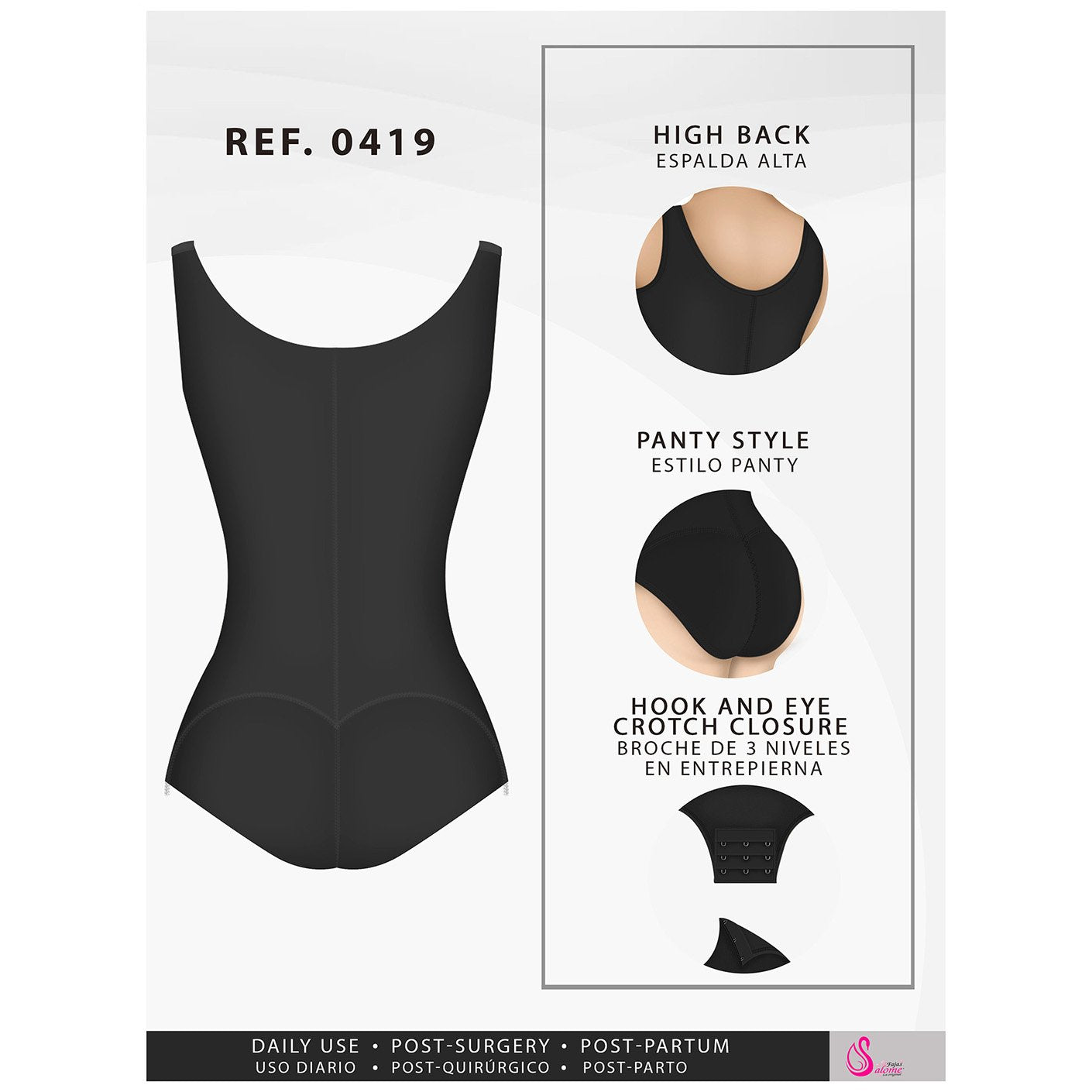 Fajas Salome 0419 | Butt Lifter Hiphugger Mid Thigh Body Shaper | Open Bust Tummy Control Shapewear for Women | Powernet - Pal Negocio