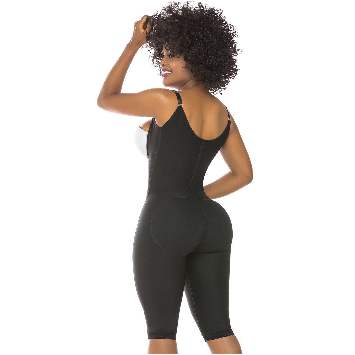 Fajas Salome 0516 | Post Surgery Postpartum Butt Lifter Full Bodysuit | Open Bust Knee Length Body Shaper for Women | Powernet - Pal Negocio
