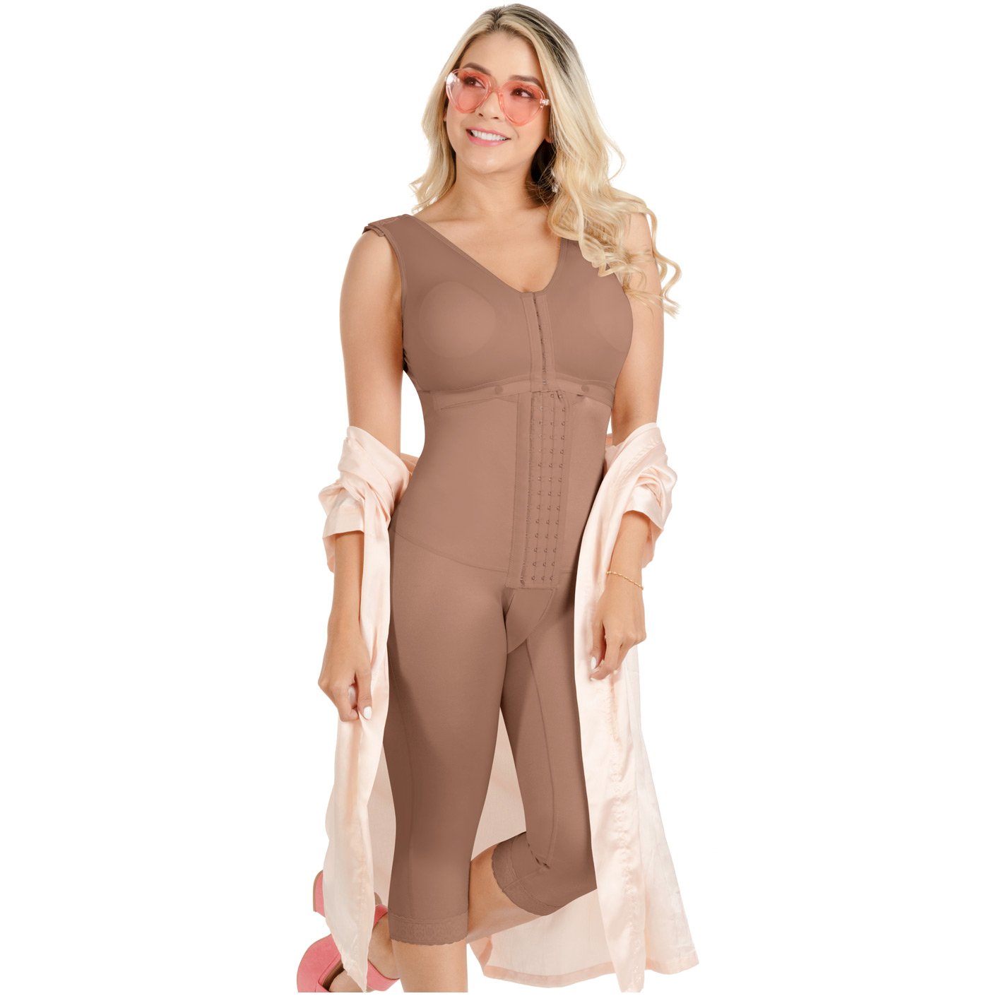 Fajas SONRYSE TR052  | Perfect Long Capri Post Surgery Bodysuit for Women | Compression Garments Post Surgery After Liposuction - fajacolombian