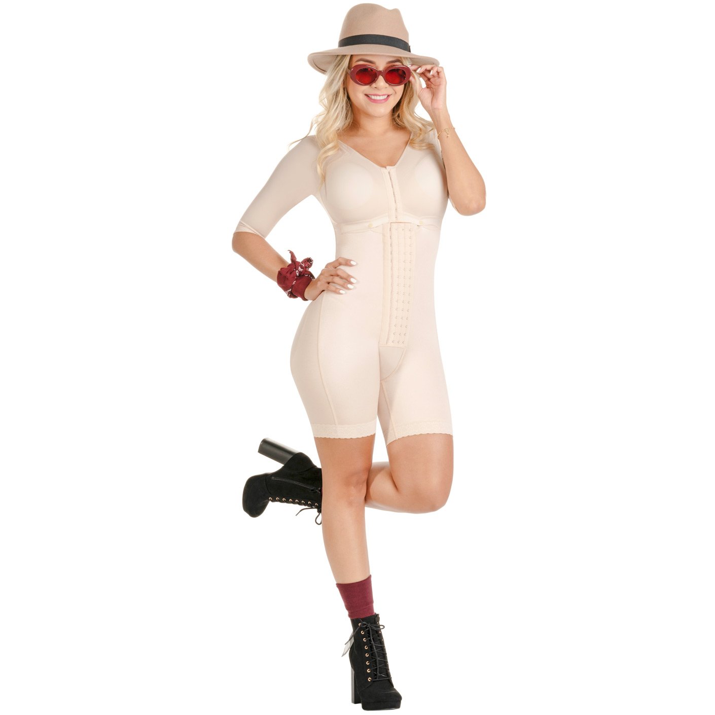 Fajas SONRYSE TR103 | Covering Arm Shapewear for Women Tummy Control | Adjustable Hooks Body Shaper Butt Lifter Thigh Slimmer - fajacolombian