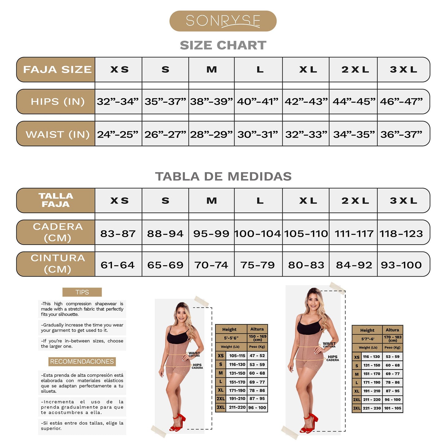 Fajas SONRYSE 052 | Colombian Full Body Shaper for Post Surgery with Built-in Bra | Butt Lifting Effect and Tummy Control - Pal Negocio