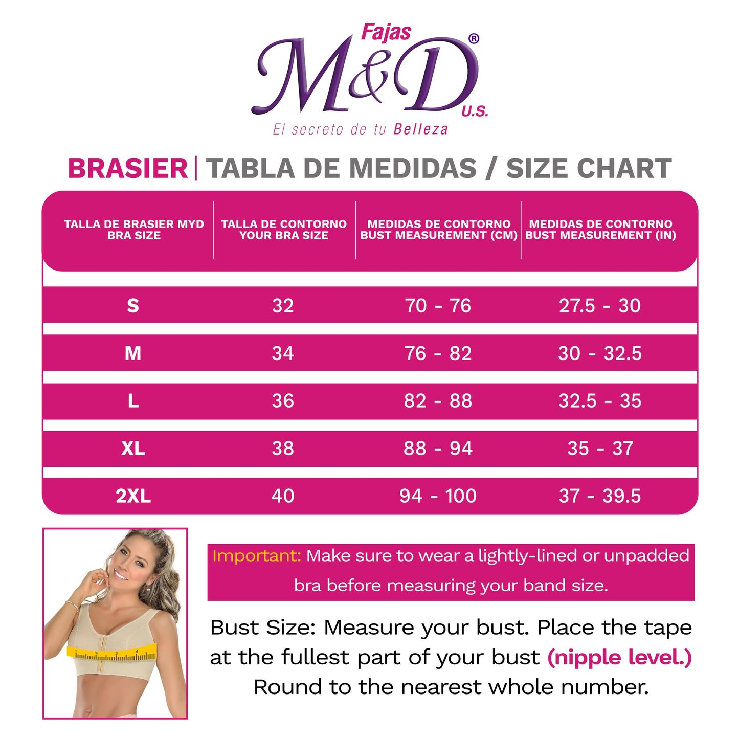 M&D MYD0016 | Ideal Surgical Breast Augmentation Bra - fajacolombian